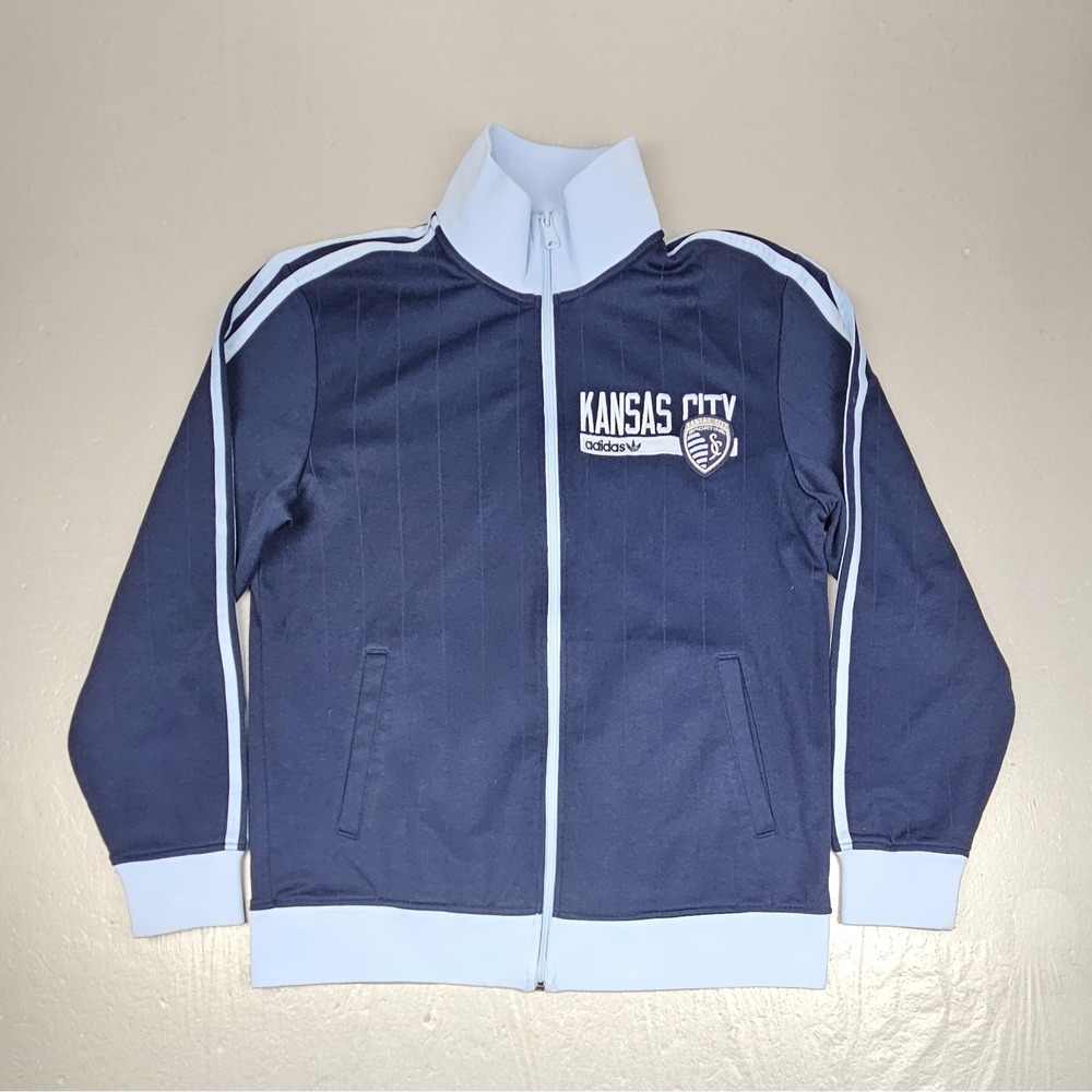 Adidas Sporting Kansas City MLS Track Jacket Mens Large Soccer Warmup Full Zip